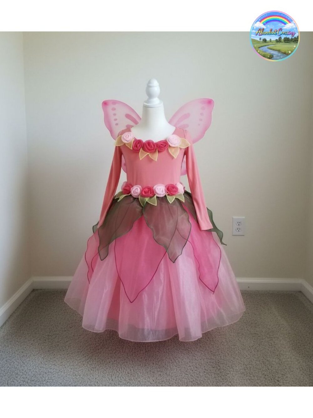 Girls Tinker Bell Fairy Costume Dress with Wings 100% Polyester Hypoallergenic